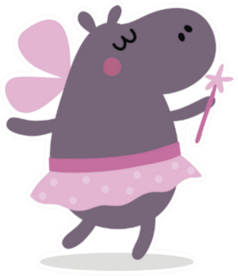 Cute Hippo In Fairy Costume Sticker
