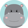 Cute Hippo On Blue Backgrounds Sticker