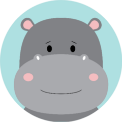 Cute Hippo On Blue Backgrounds Sticker