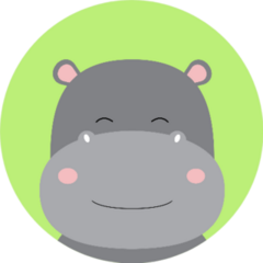 Cute Hippo On Green Backgrounds Sticker
