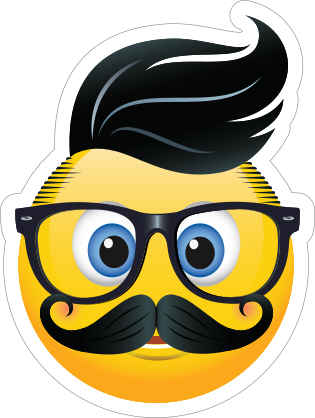 Cute Hipster with Black Hair Emoji Sticker