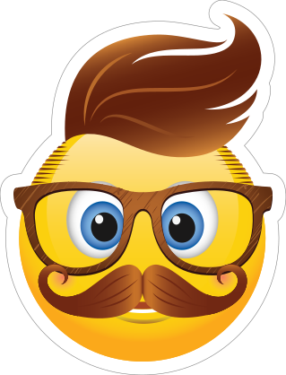 Cute Hipster with Brown Hair Emoji Sticker