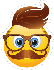 Cute Hipster with Brown Hair Emoji Sticker