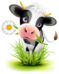 Cute Holstein Cow In Green Grass Sticker