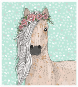 Cute Horse With Flowers Fairytale Background Sticker