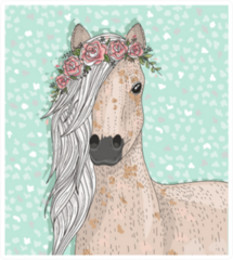 Cute Horse With Flowers Fairytale Background Sticker
