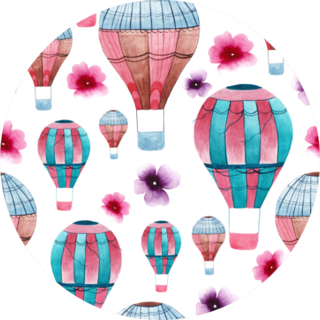 Cute Hot Air Balloon Flower Sticker