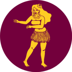 Cute Hula Girl Dancing On Maroon Sticker