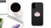 Cute Husky In Donut Sticker on a Phone (New) example