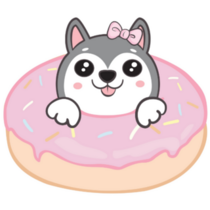 Cute Husky In Donut Sticker