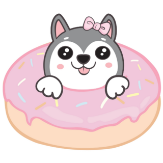 Cute Husky In Donut Sticker