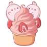 Cute Ice Cream Character Strawberry Sticker