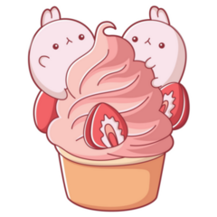Cute Ice Cream Character Strawberry Sticker