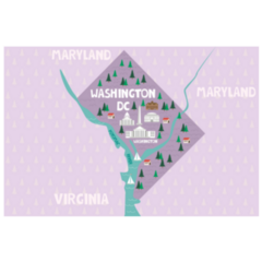 Cute Illustrated Map Of The Washington Dc Sticker