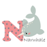 Cute Illustration Alphabet Narwhal Sticker