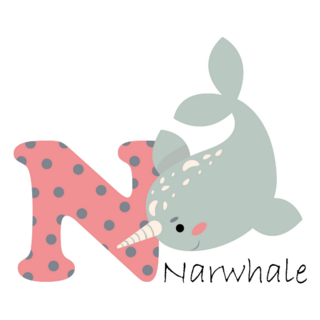 Cute Illustration Alphabet Narwhal Sticker