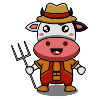 Cute Illustration Of A Farmers Cow Sticker
