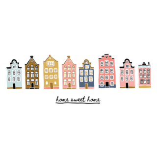 Cute Illustration Of Amsterdam Houses Traditional Sticker
