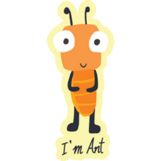 Cute Im Ant Cartoon On Yellow Sticker