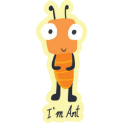 Cute Im Ant Cartoon On Yellow Sticker