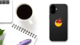 Cute In Love Emoji Sticker on a Phone (New) example
