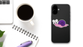 Cute Insect Snail Sticker on a Phone (New) example