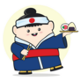 Cute Japanese Man In Traditional Dress Holds Chopsticks Sticker