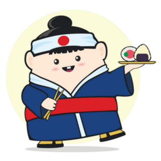Cute Japanese Man In Traditional Dress Holds Chopsticks Sticker