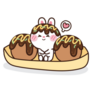 Cute Japanese Rabbit With Takoyaki Cartoon Sticker