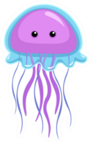 Cute Jellyfish Cartoon Purple And Blue Sticker