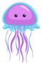 Cute Jellyfish Cartoon Purple And Blue Sticker