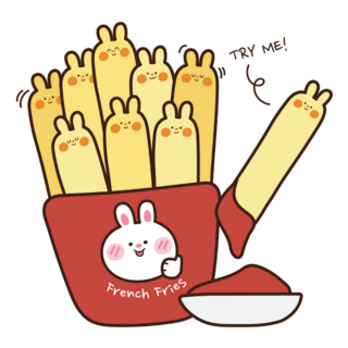 Cute kawaii French Fries In Rabbit Shape Sticker