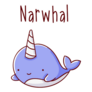 Cute Kawaii Hand Drawn Narwhal Sticker