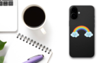 Cute Kawaii Rainbow Character Sticker on a Phone (New) example