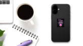 Cute Keep Calm And Eat Cupcakes Sticker on a Phone (New) example