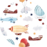 Cute Kids Watercolor Pattern Airplanes Sticker