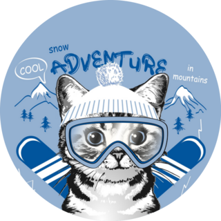 Cute Kitten In Goggles Winter Illustration Sticker