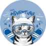 Cute Kitten In Goggles Winter Illustration Sticker
