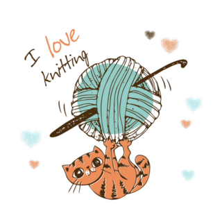 Cute Kitten Playing With A Ball Of Yarn I Love Knitting Sticker