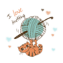 Cute Kitten Playing With A Ball Of Yarn I Love Knitting Sticker