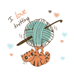 Cute Kitten Playing With A Ball Of Yarn I Love Knitting Sticker