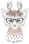 Cute Kitten with Deer Antlers and Roses Sticker