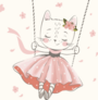 Cute Kitty On A Swing Sticker