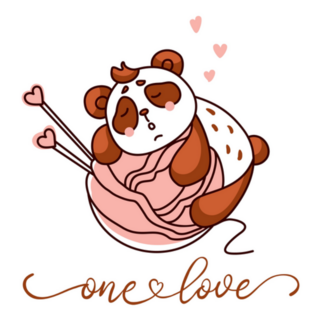 Cute Knitting Panda Sleeping On Yarn One Love Sticker