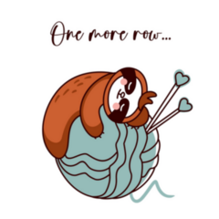 Cute Knitting Sloth Sleeping On Yarn One More Row Sticker