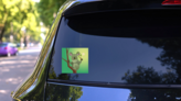 Cute Koala Character Eating Eucalyptus Leaves Sticker on a Rear Car Window (New) example