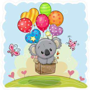 Cute Koala Flying with Balloons Sticker