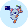 Cute Koala Hanging On Tree And Holding Australian Flag Sticker