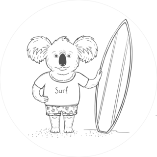 Cute Koala Surfer With Surfboard Sticker