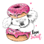 Cute Koala With A Pink Sweet Donuts Australia Sticker